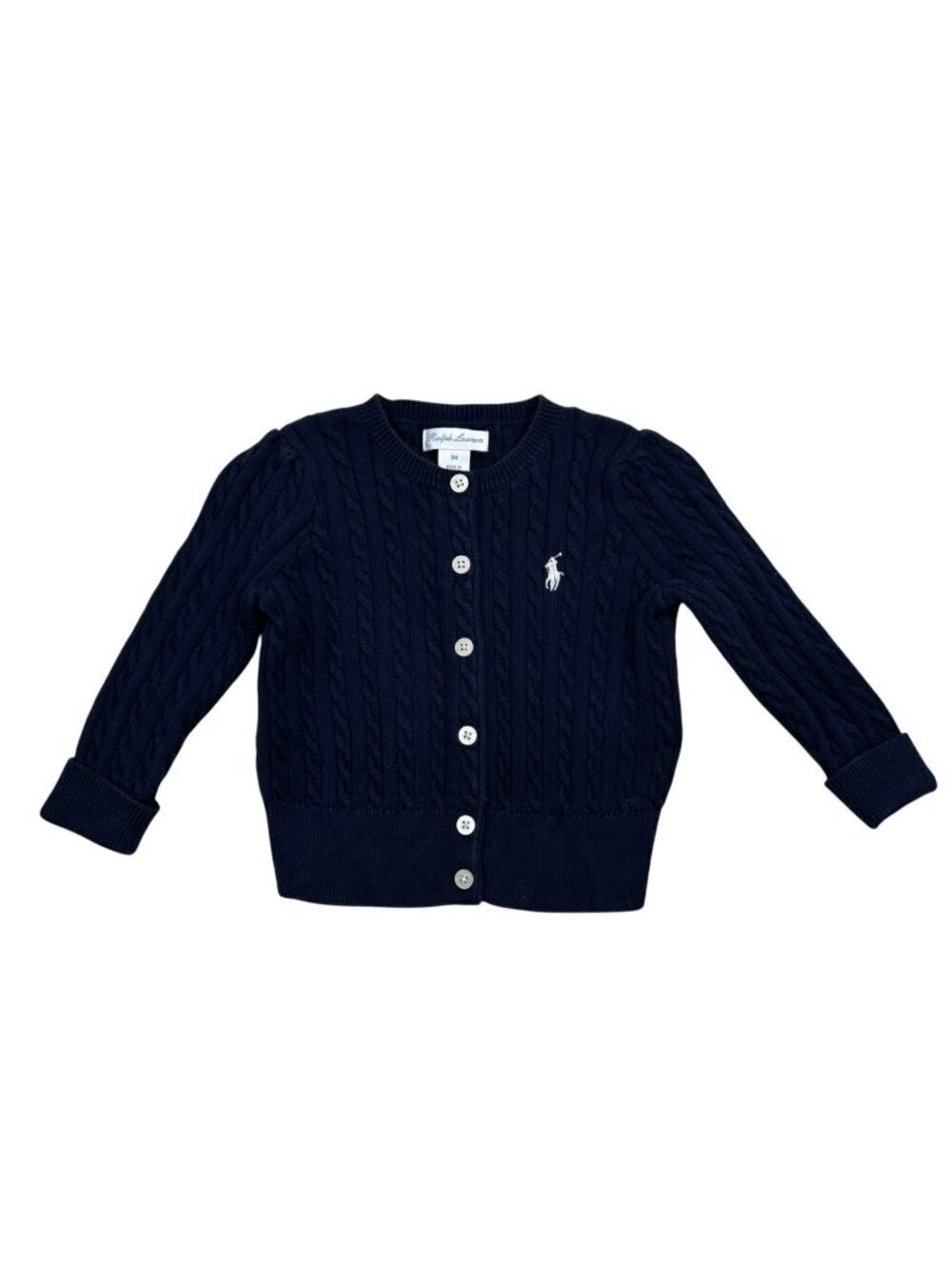 Ralph Lauren Mini Cable Knit Cardigan 9 Month Sweater Unisex Preppy